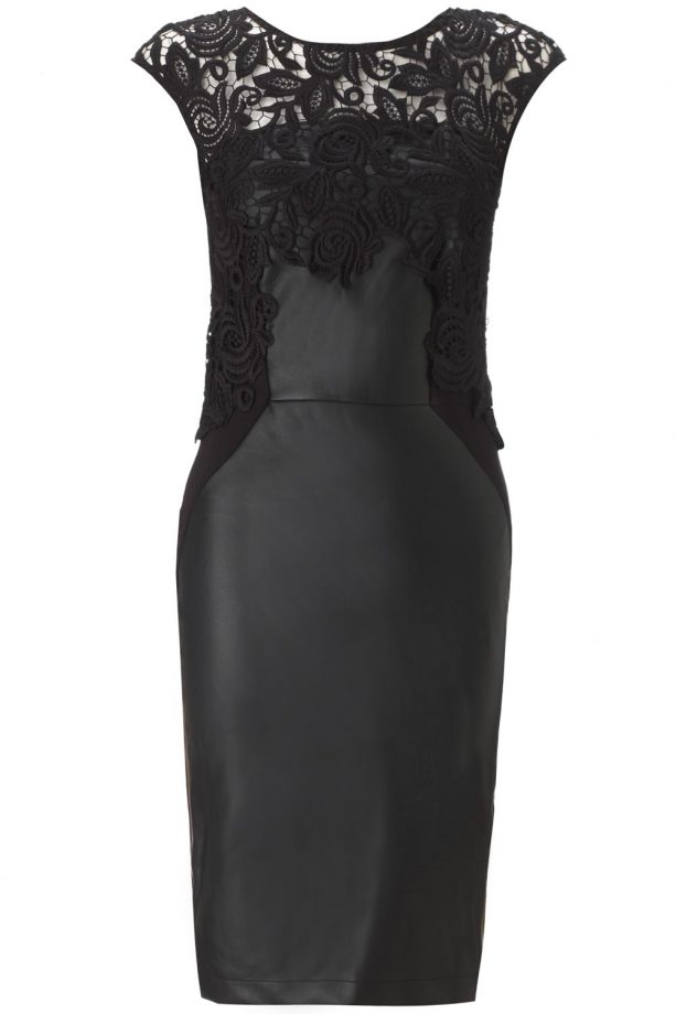 Lipsy Loves Michelle Keegan Lace Applique Pu Dress, £70