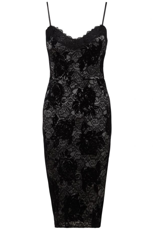 Lipsy Loves Michelle Keegan Flocked Lace Dress, £65