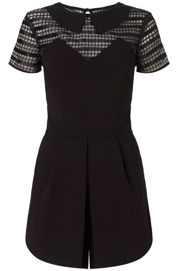 Lipsy Loves Michelle Keegan Mesh Trim Collar Playsuit, £60