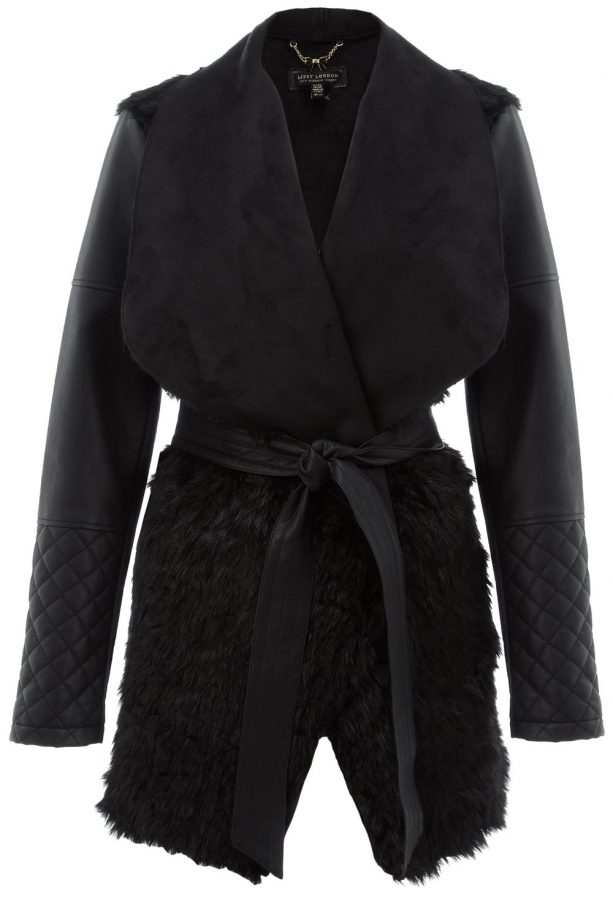 Lipsy Loves Michelle Keegan PU Sleeve Fur Coat, £95