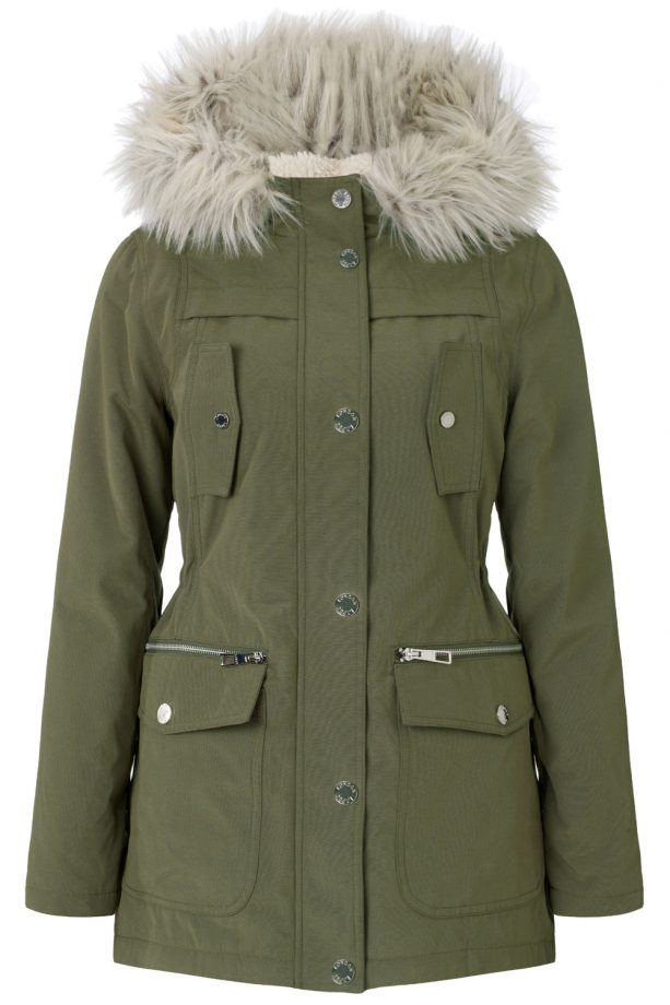 Lipsy Loves Michelle Keegan Faux Fur Hood Parka Jacket, £95