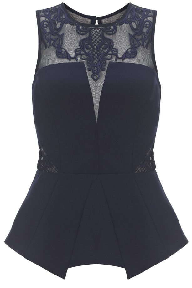 Lipsy Loves Michelle Keegan Lace Insert Peplum Top, £45