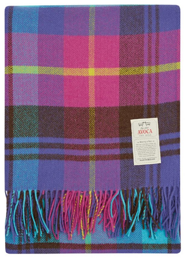 Liberty Purple Cerise Check Lambswool Throw, £89.95