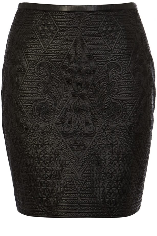 Karen Millen Quilted Faux Leather Mini Skirt, £115