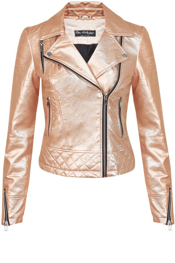 Miss Selfridge Rose Gold Faux Leather Jacket, £49
