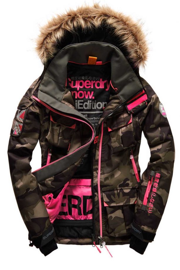 Superdry Khaki Ski Coat With Faux Fur Trim, £224.99