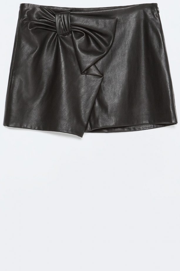 Zara Faux Leather Tie Skirt, £25.99