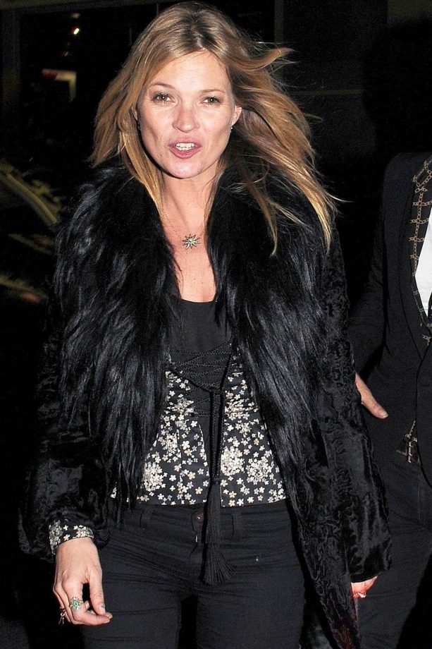 Kate Moss In Her Trademark Black On A Night Out With Husband Jamie Hince, 2014