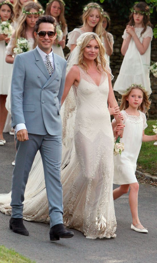 Kate Moss Looks Every Inch The Rock 'n' Roll Bride In Her Galliano Designed Vintage Style Dress, 2011