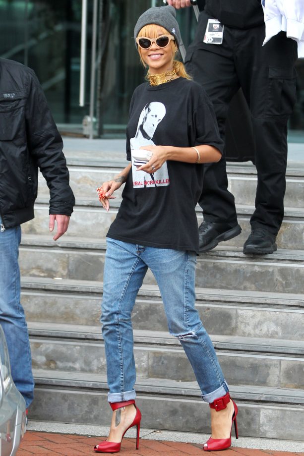 Rihanna Hits The Town In Red Heels Out And About In Manchester, 2013