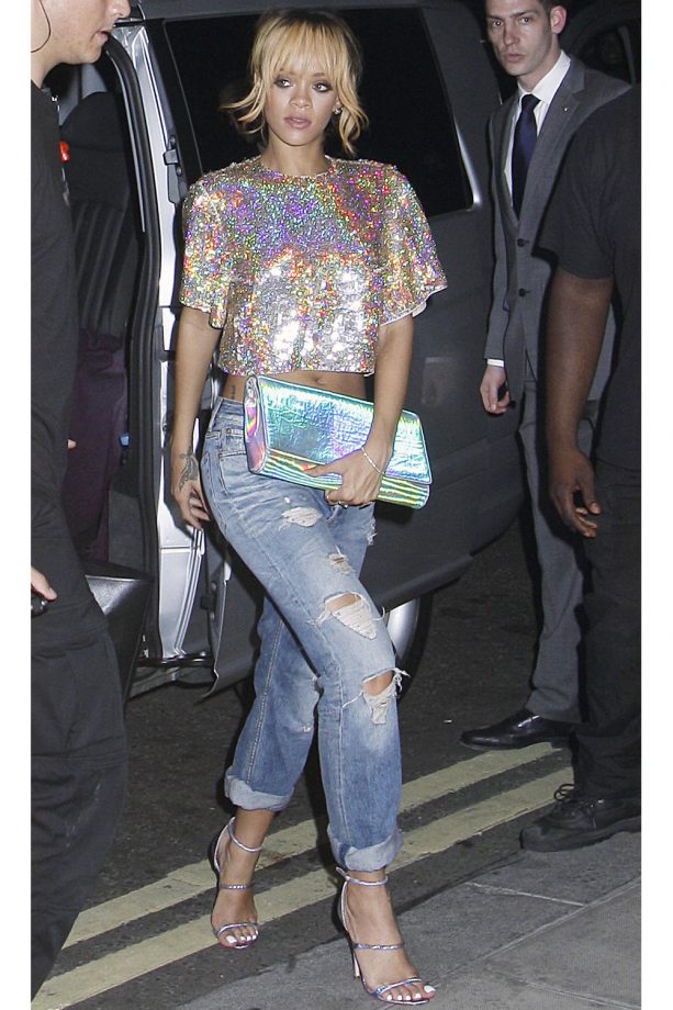 Rihanna Sparkles In A Sequinned Top Out And About In London, 2013