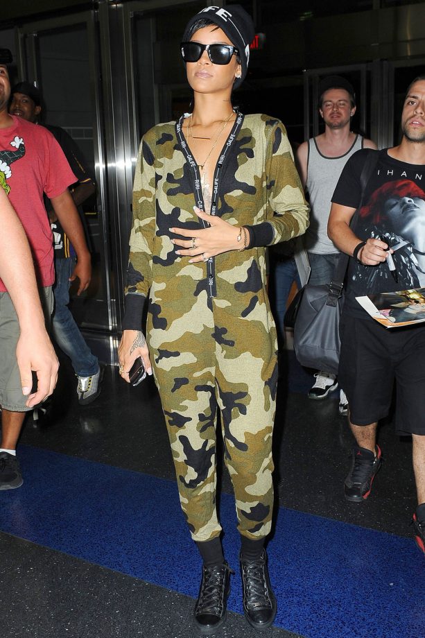 Rihanna In An Army Inspired Jumpsuit Out And About In New York, 2013