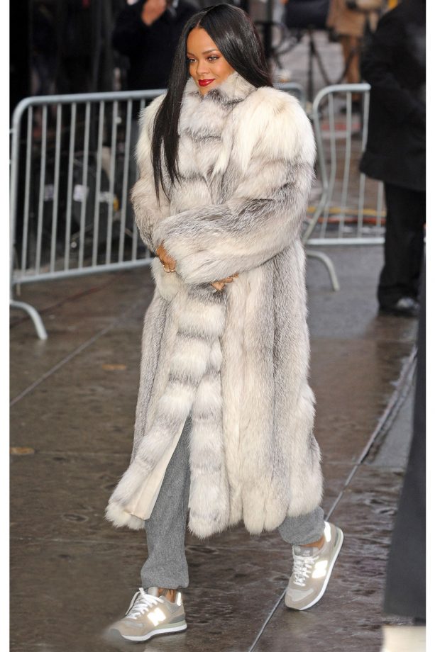 Rihanna Keeps Warm In A Fur Coat Out And About In New York, 2014