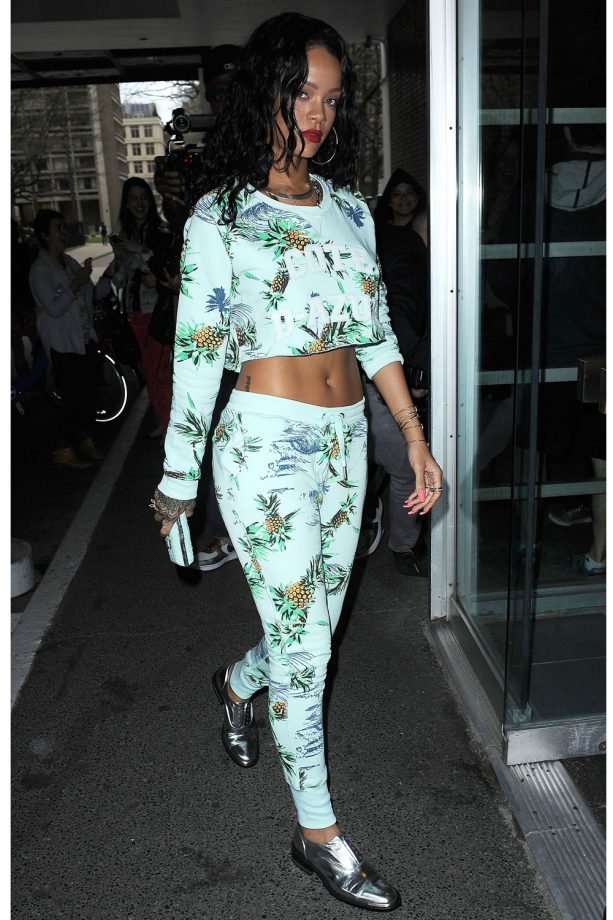 Rihanna In A Pinapple Print Two Piece Out And About In New York, 2014
