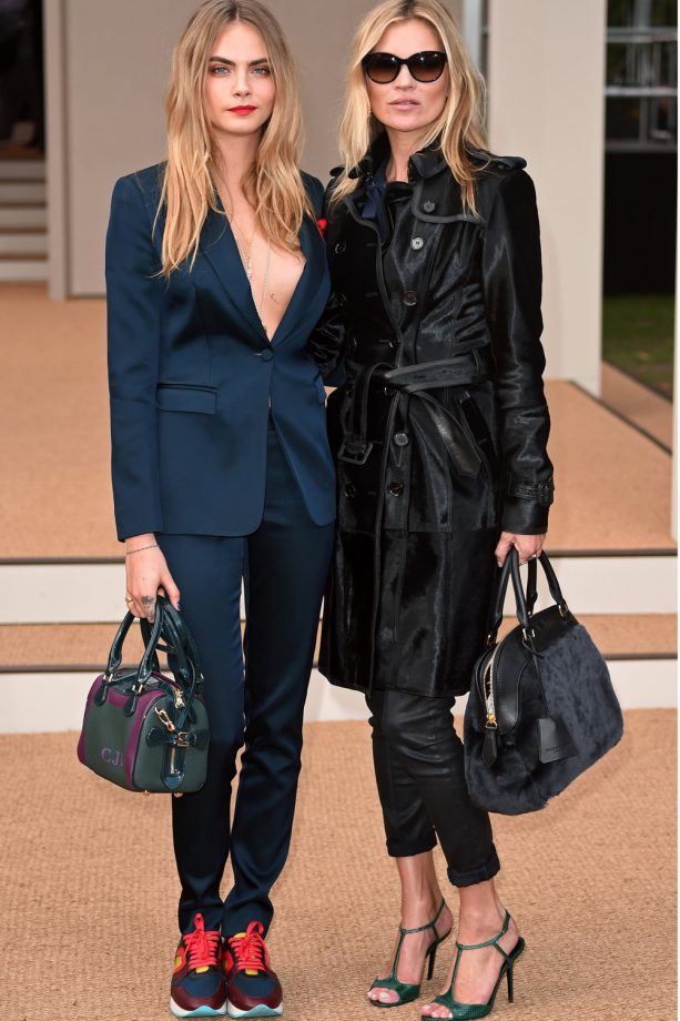 Kate Moss And Cara Delevingne At The Burberry Prorsum Show, 2014