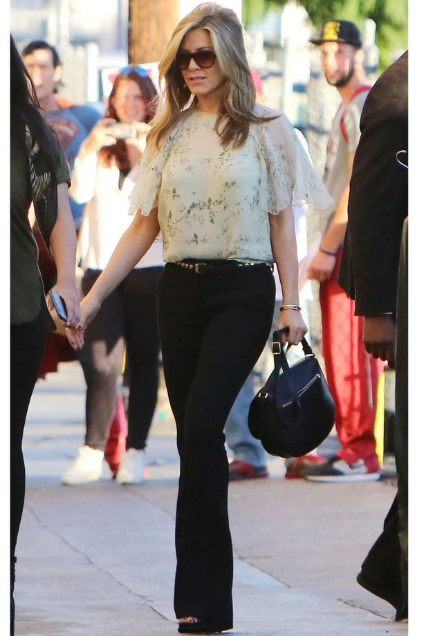 Jennifer Aniston Wears A Floral Print Top Out And About In LA, 2014