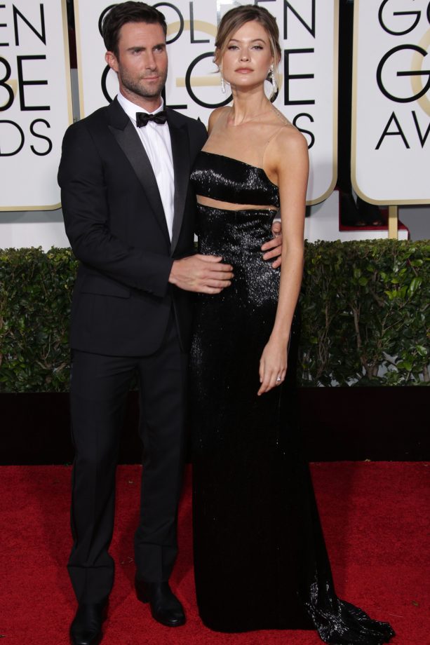 Adam Levine With Behati Prinsloo At The Golden Globe Awards, 2015