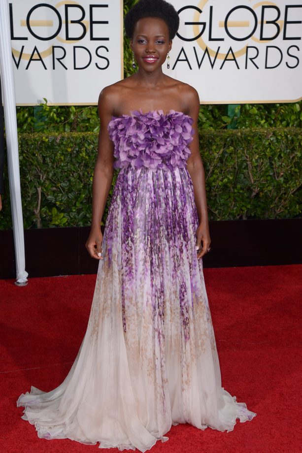 Lupita Nyong'o Stuns In Giambattista Valli Couture At The Golden Globe Awards, 2015