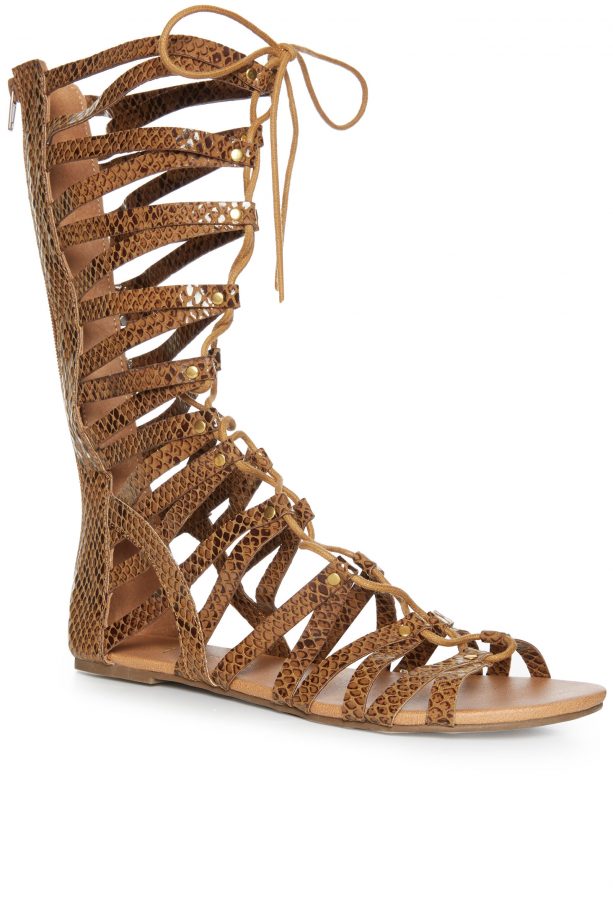 Primark Tan Snake Print Long Gladiator Boots