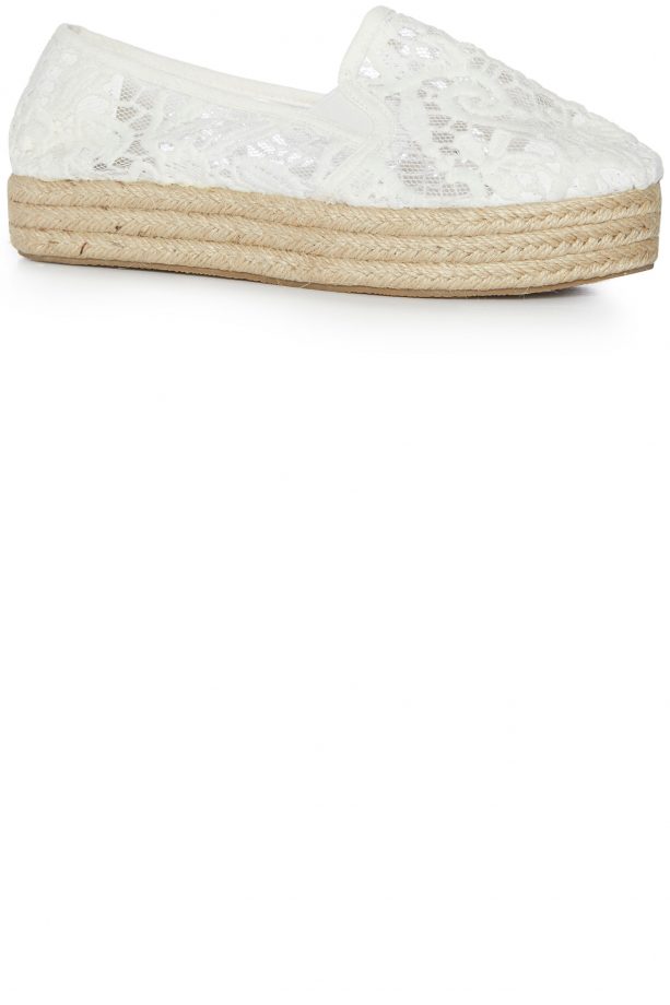 Primark White Lace Platform Espadrilles