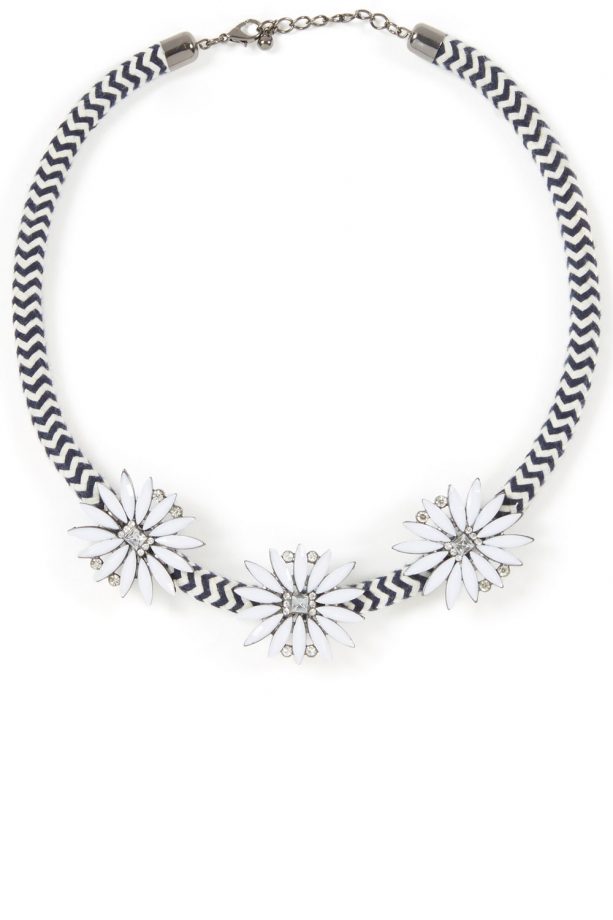 Primark Zig Zag Navy Cord Flower Necklace, £5