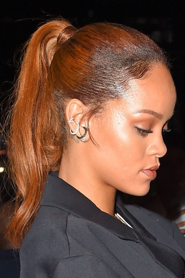 Rihanna works a wrap pony hitting the town in New York, 2015