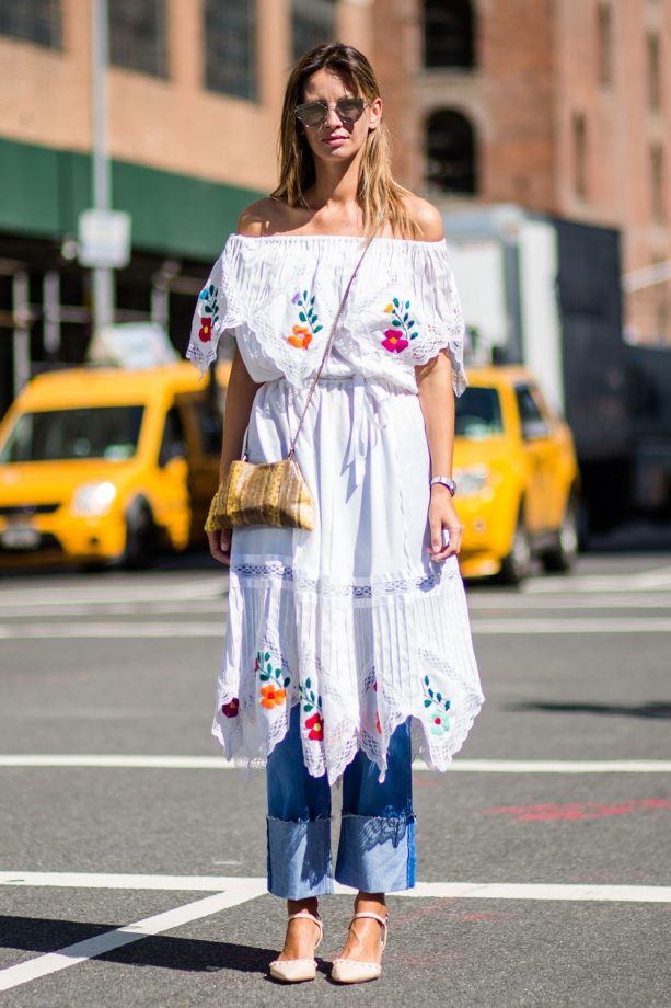 Who Said Roll Up Jeans Under A Midi Dress Cant Work?