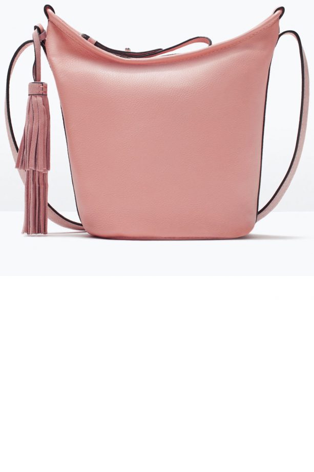 Zara Leather Bucket Bag With Tassel, £49.99