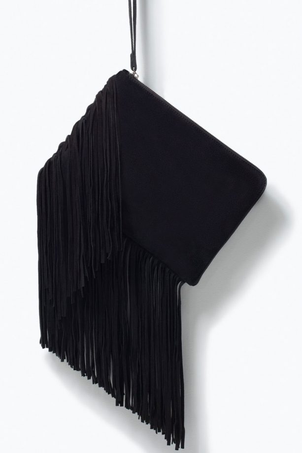 Zara Leather Clutch With Fringes, £29.99