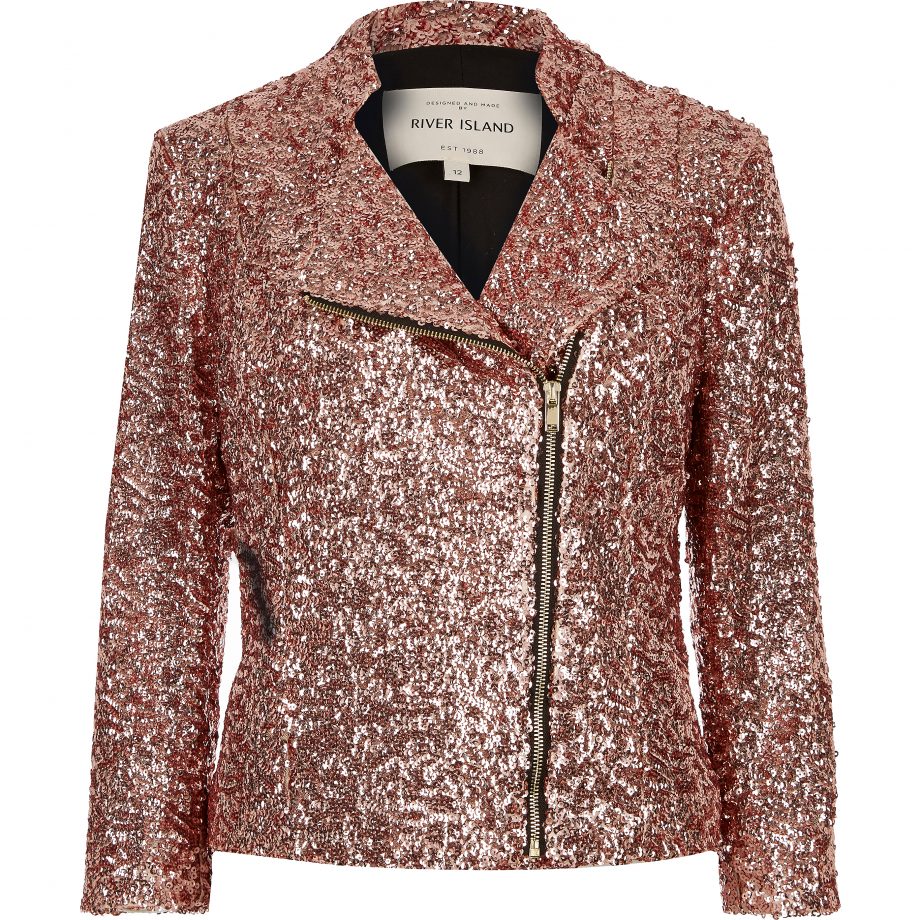 Pink sequin biker, £60, River Island