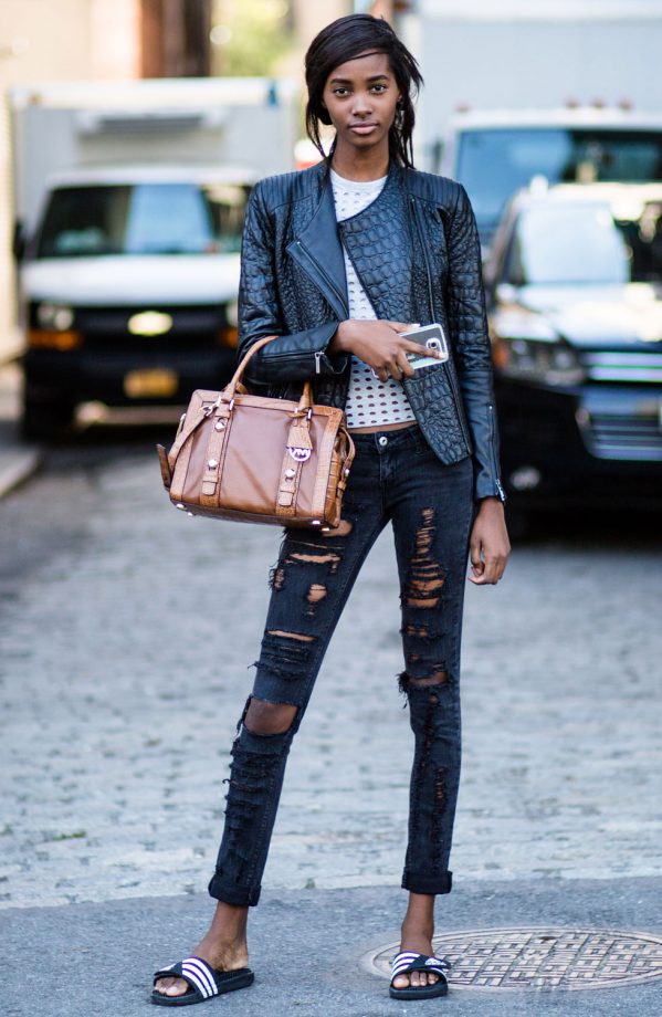 Wearing Your Sporty Sliders Is All The Rage On Street Style