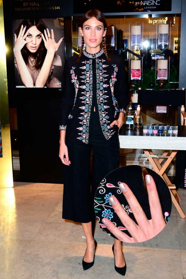 Alexa Chung Nails Sparkle At A Nails Inc. Collection Launch, 2014