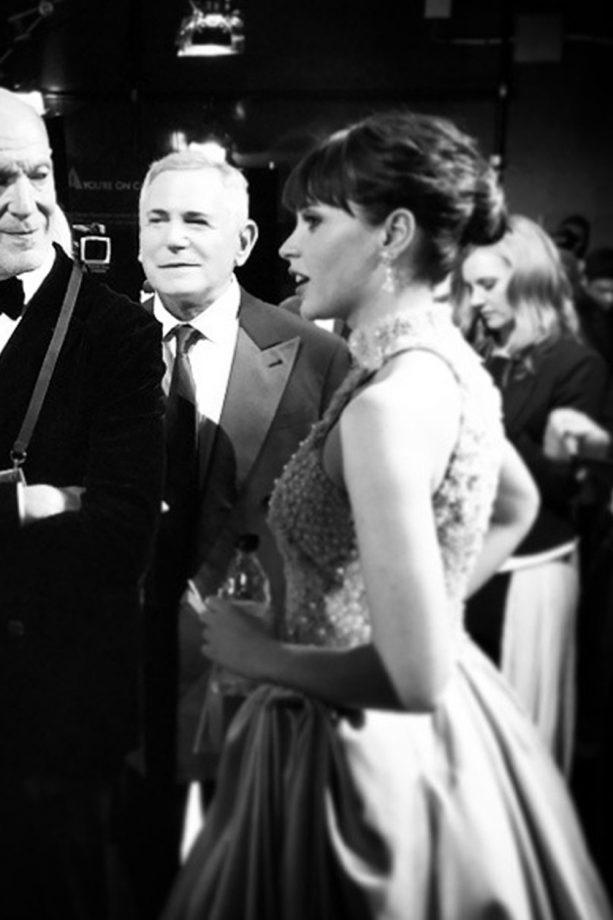 Felicity Jones Looks Demure Backstage At The Oscars, 2015