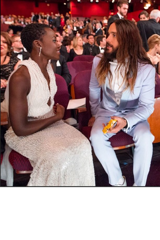 Lupita Nyong'o Chats With Jared Leto During The Oscars Show, 2015