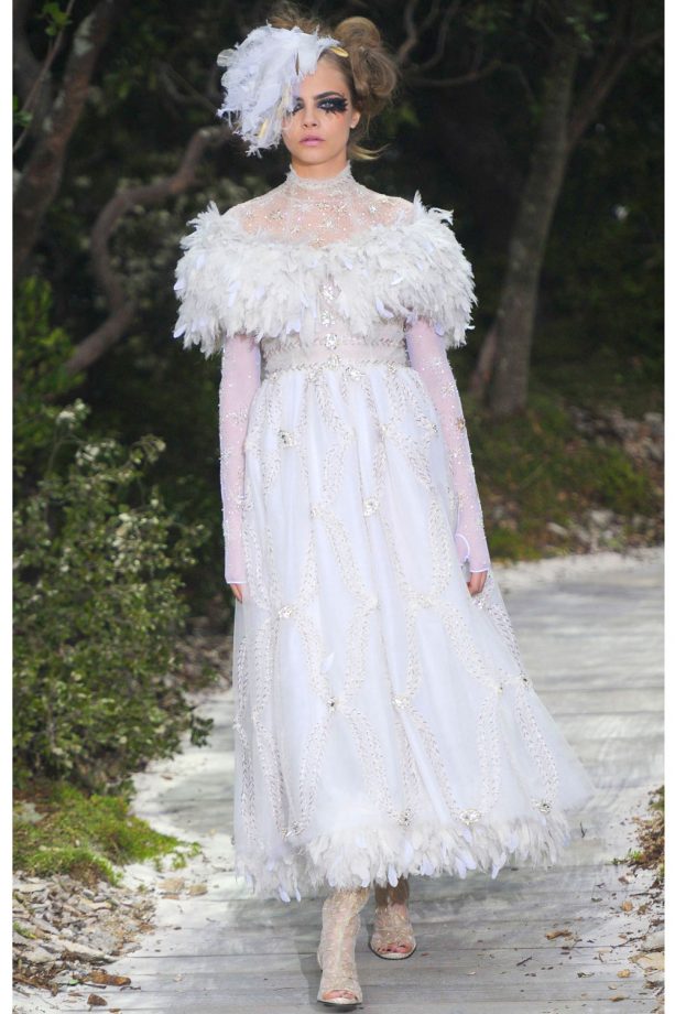Cara Delevingne In White For Chanel During Paris Fashion Week, 2013