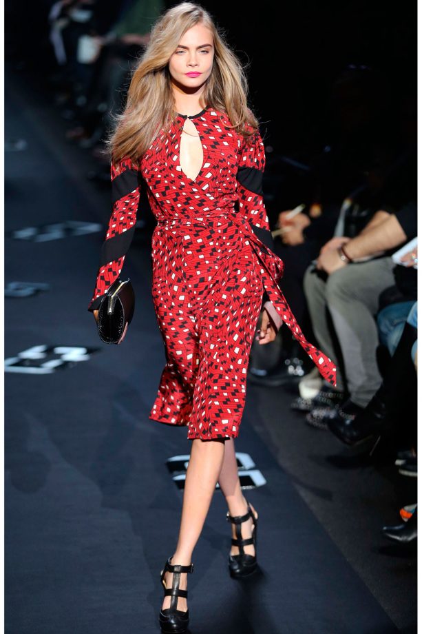 Cara Delevingne On The Catwalk For Diane Von Furstenberg At New York Fashion Week, 2013