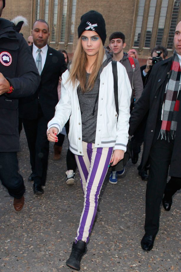 Cara Delevingne Seen In Stripes Out And About In London, 2013