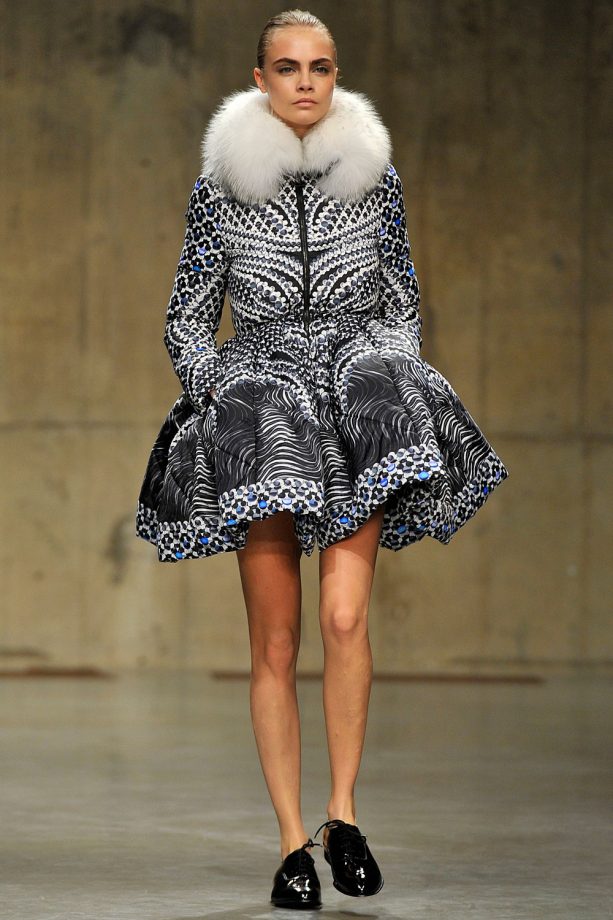Cara Delevingne Rocks A Fur Collar For Peter Pilotto At London Fashion Week, 2013