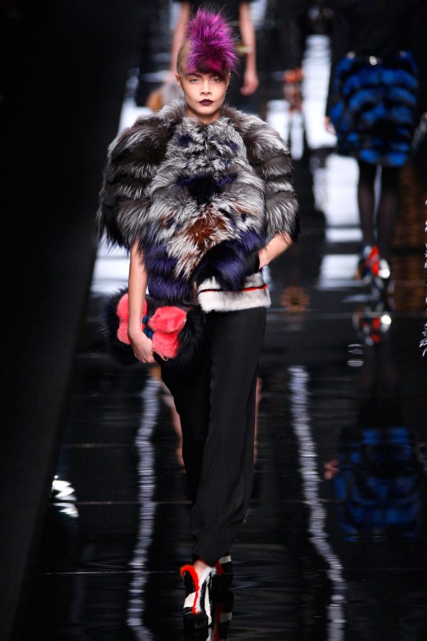 Cara Delevingne Rocks Fur For Fendi During Milan Fashion Week, 2013