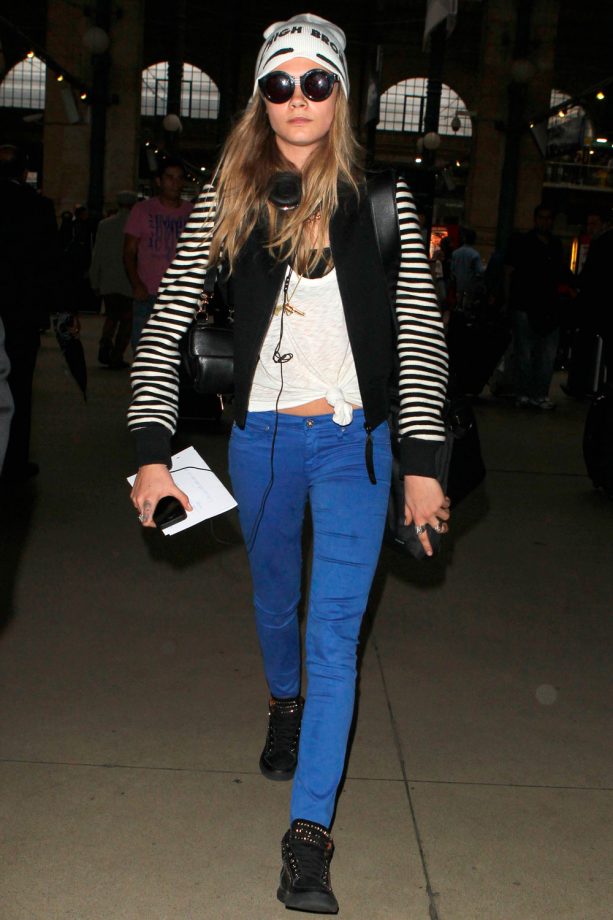 Cara Delevingne Spotted In A Monochrome Jacket Out And About In Paris, 2013