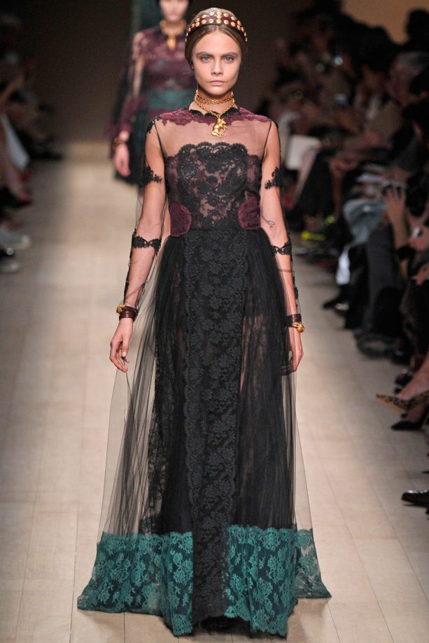 Cara Delevingne On The Catwalk For Valentino During Paris Fashion Week, 2013