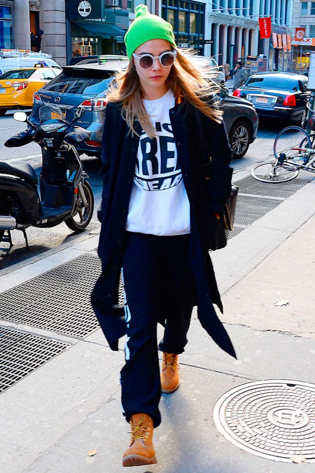 Cara Delevingne Wraps Up Out And About In New York, 2014