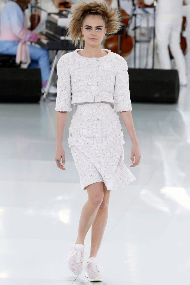 Cara Delevingne Looking Girly On The Catwalk For Chanel During Paris Fashion Week, 2014