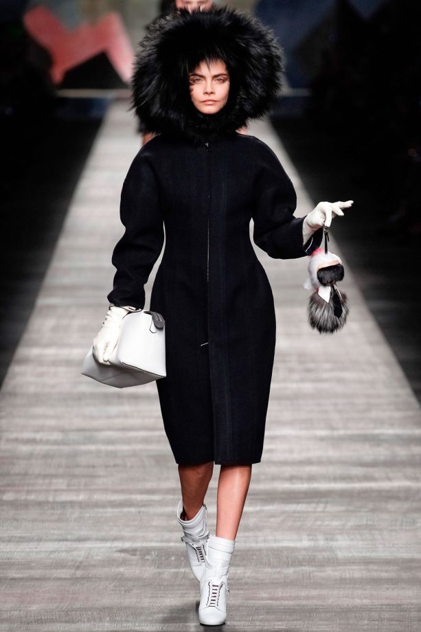 Cara Delevingne In Fur For Fendi During Paris Fashion Week, 2014