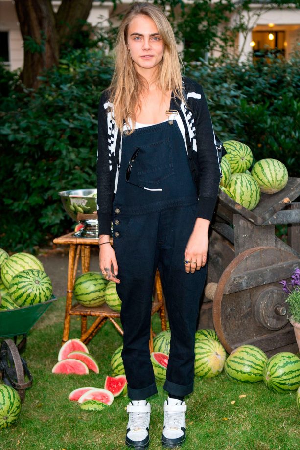 Cara Delevingne Rocks Black Dungarees Out And About In London, 2014