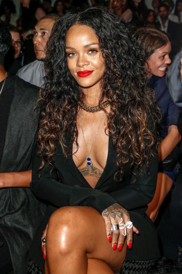 Rihanna Opts For Tumbling Curls At The Altuzarra Show During New York Fashion Week, 2014
