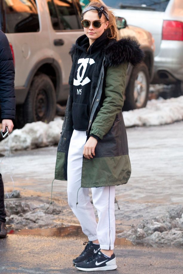 Cara Delevingne Is Spotted In A Chanel Hoodie Out And About In New York, 2015