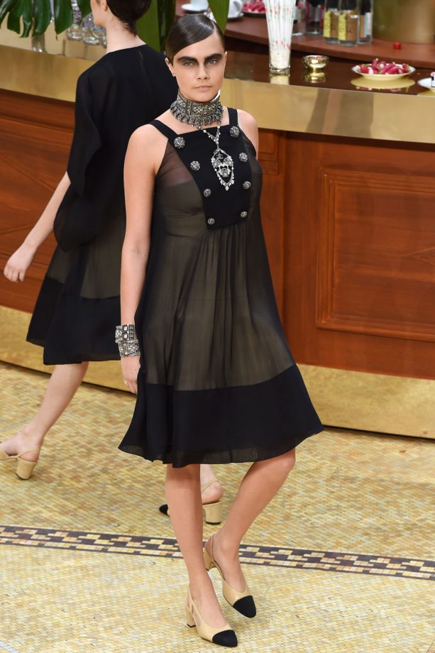 Cara Delevingne On The Chanel Catwalk At Paris Fashion Week, 2015