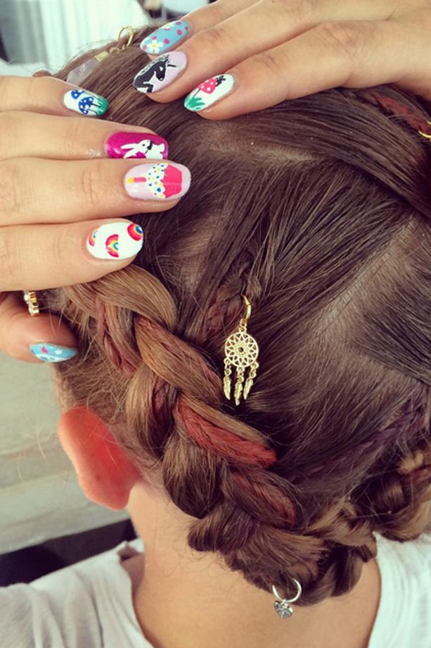 Millie Mackintosh Shows Off Her Fairytale Themed Nail Art At Secret Garden Party Festival, 2015