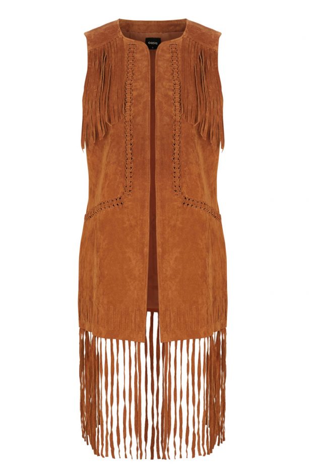 Oasis Fringed Suede Waistcoat, £100